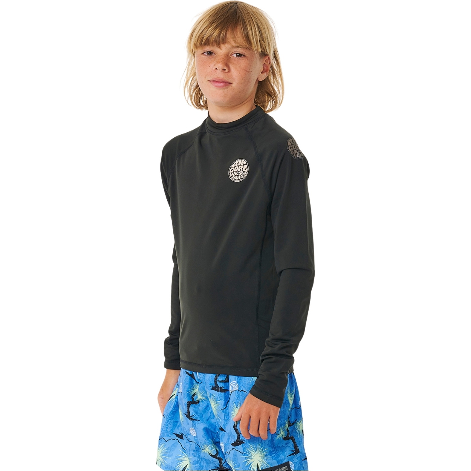 2026 Rip Curl Juniors Icons UV Brushed Langarm-Lycra-Weste 11YBRV - Black